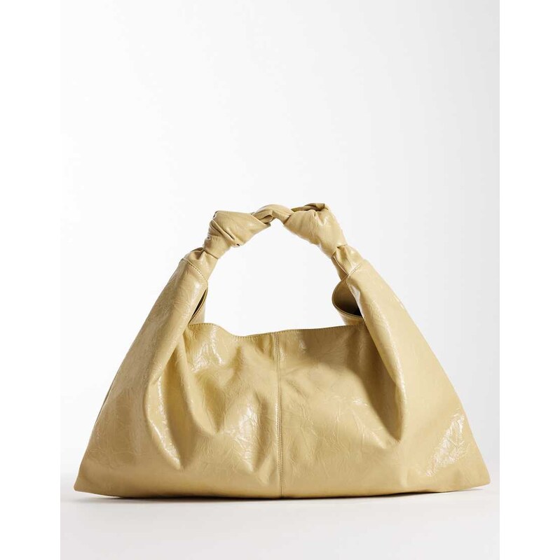ASOS DESIGN textured slouchy jumbo tote bag in buttermilk-Yellow