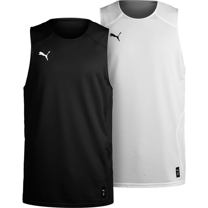 PUMA Funkční tričko Hoops Team Reverse černá / bílá