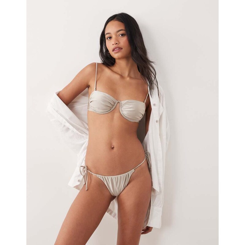 Mango tie side bikini bottoms in champagne-Neutral