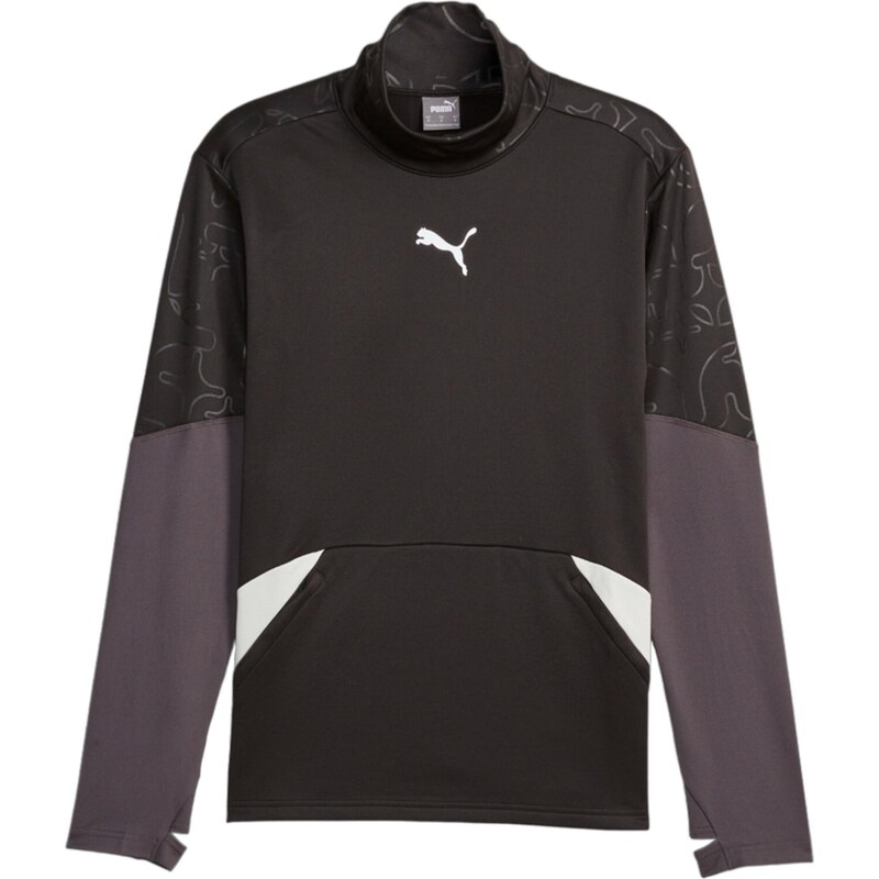 PUMA Funkční tričko šedobéžová / černá / bílá