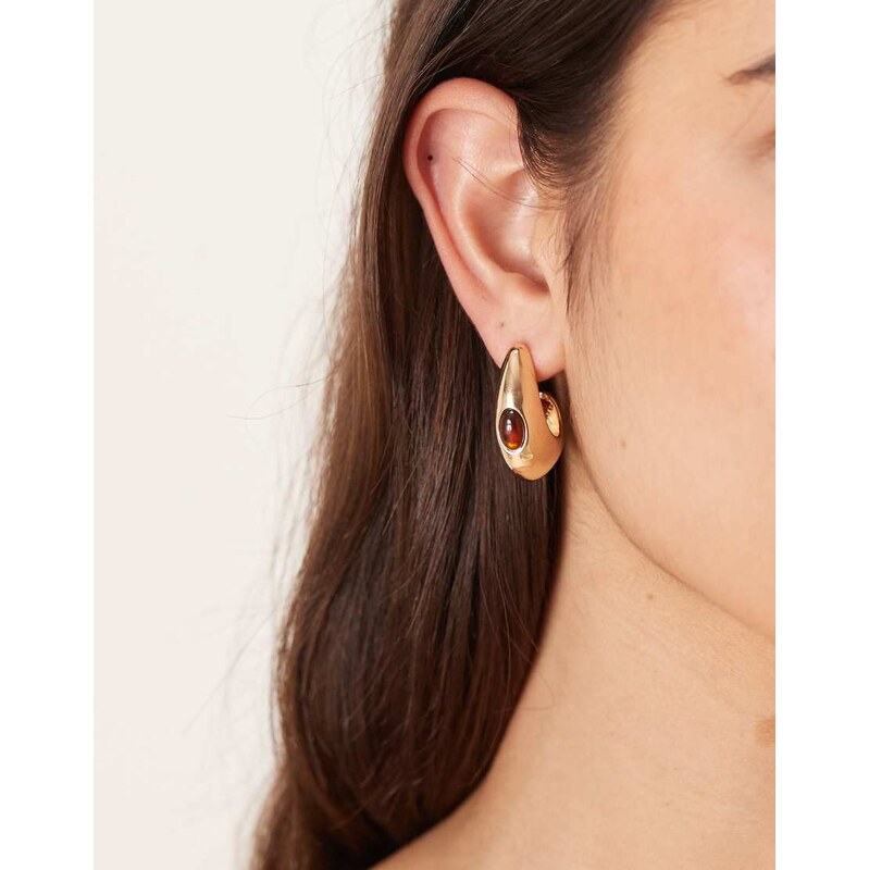 Accessorize stone detail tear drop earrings in gold 113638515