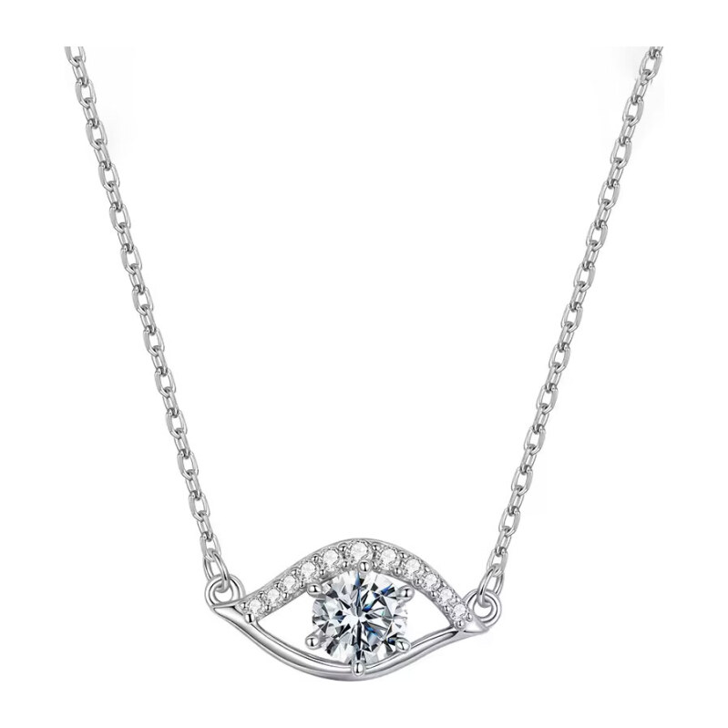 GRACE Silver Jewellery Stříbrný náhrdelník Evil Eye 0,5 ct MOISSANITE, 113480126
