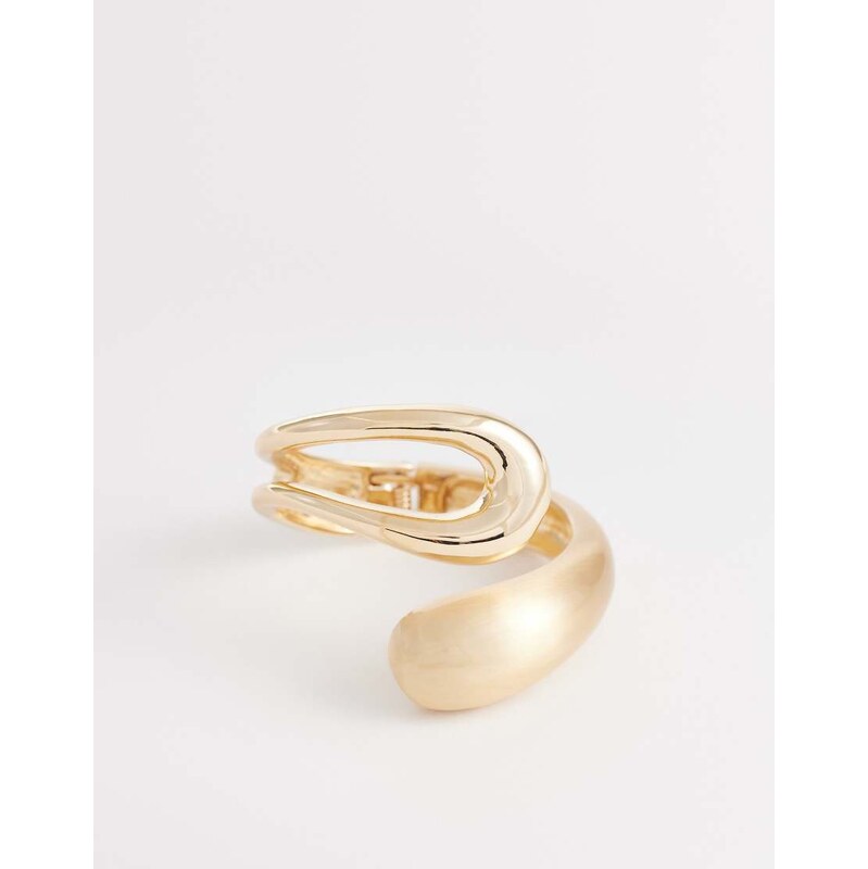 ASOS DESIGN wrap around cuff bracelet with brushed gold tone