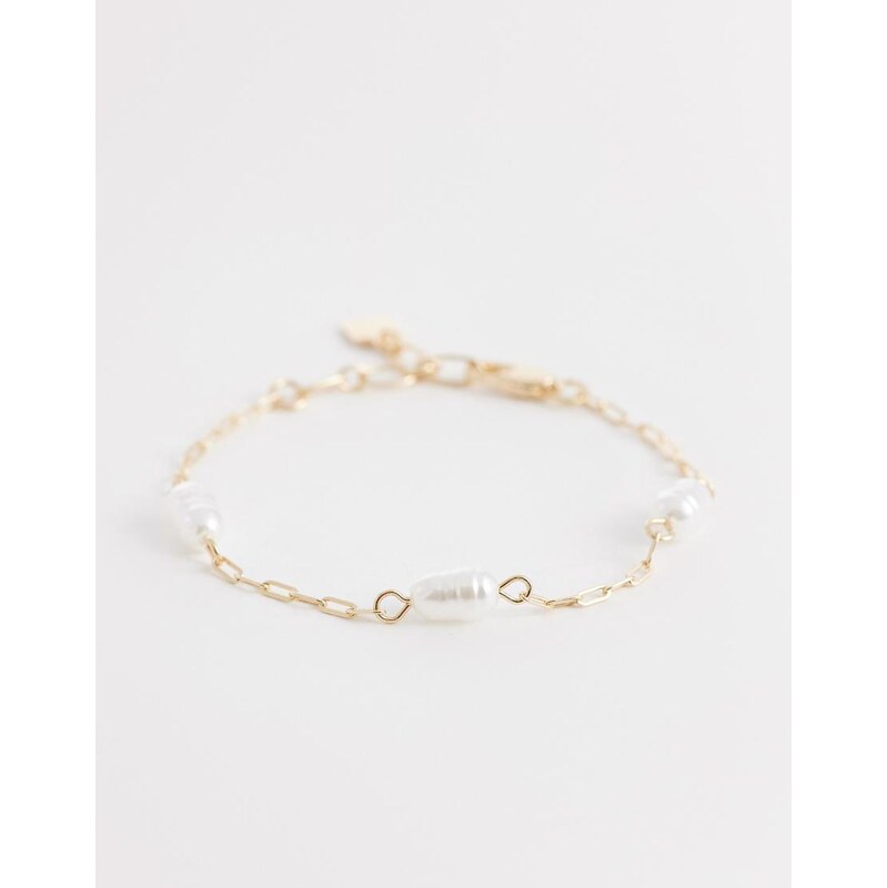 ASOS DESIGN pack of two bracelets with faux pearl design in gold tone 113545735