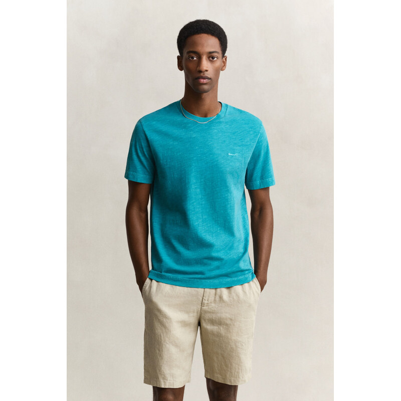 TRIČKO GANT WASHED SLUB SS TSHIRT AQUA BLUE