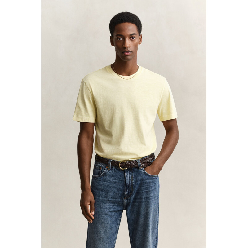 TRIČKO GANT WASHED SLUB SS TSHIRT VANILLA YELLOW