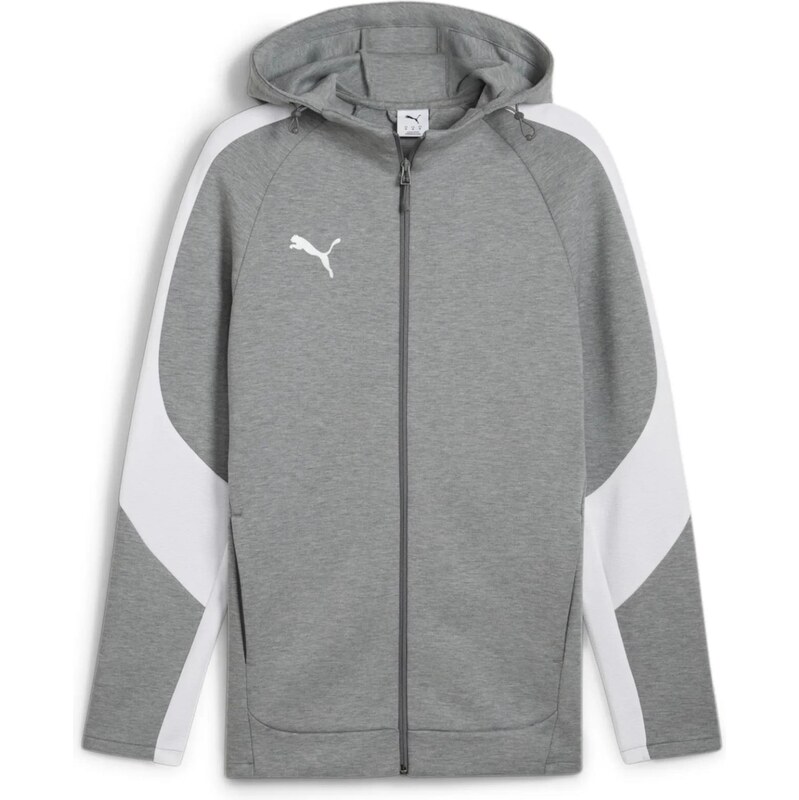 PUMA Sportovní mikina šedá / bílá