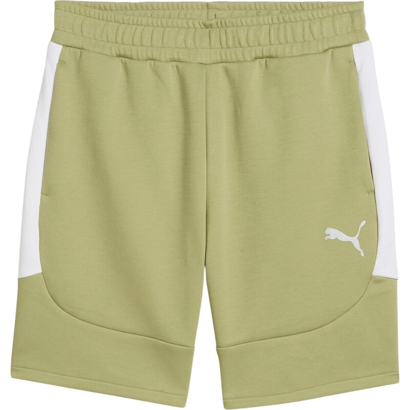 PUMA Sportovní kalhoty TeamEvostripe olivová / bílá
