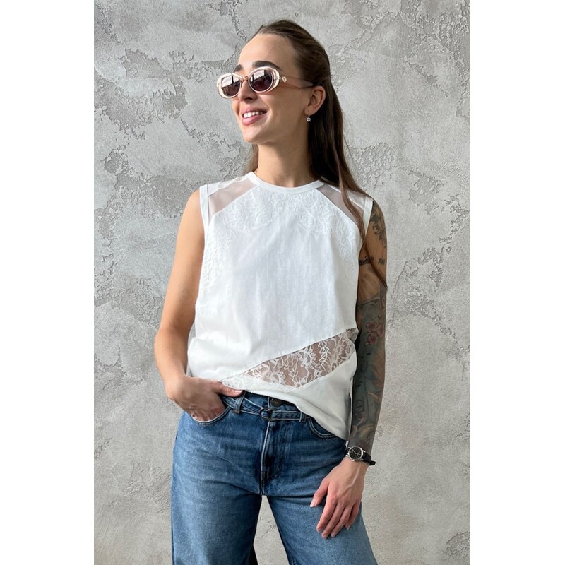 Dámský top PINKO MOLLY TANK 106291A335Z05 bílý