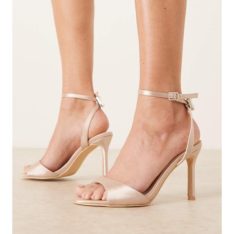 Be Mine Wide Fit Bridal Eshana barely there sandals in blush satin 115514432