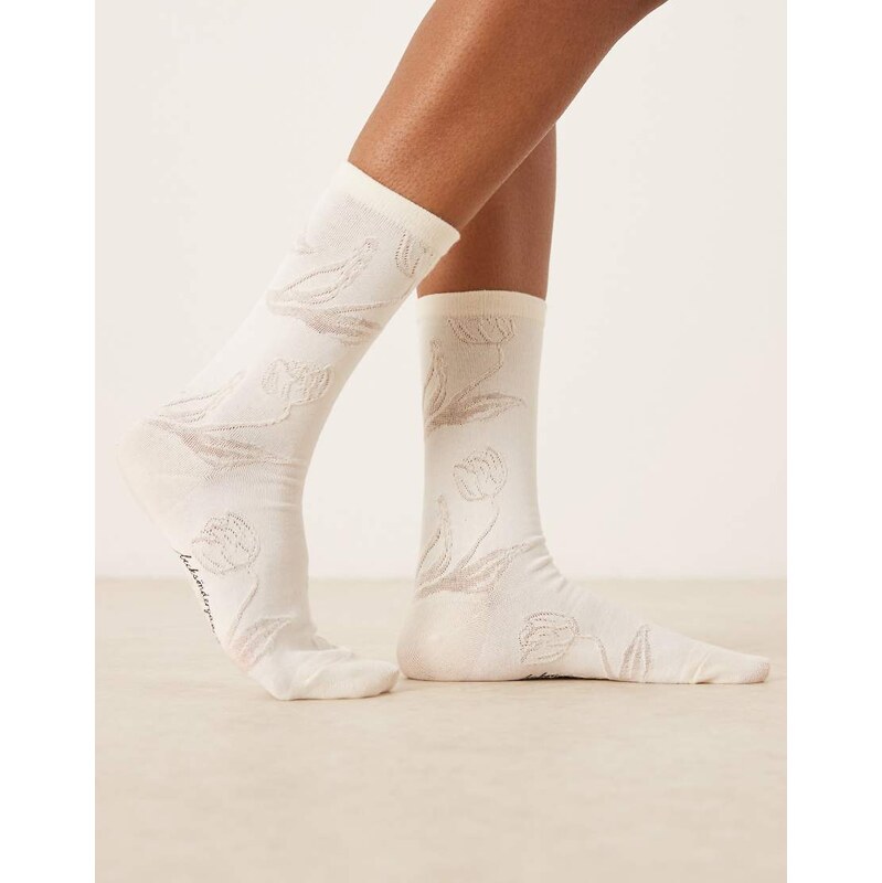 Becksondergaard embroidered floral socks in white 113494557