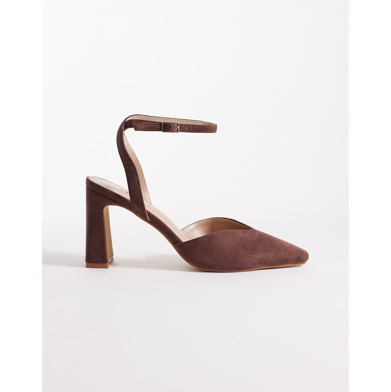 RAID Kristina block heeled shoes in brown suedette 113494561