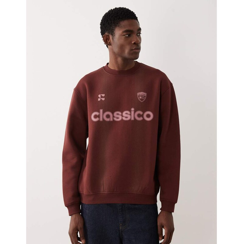 ASOS DESIGN relaxed crew sweatshirt with football graphic in