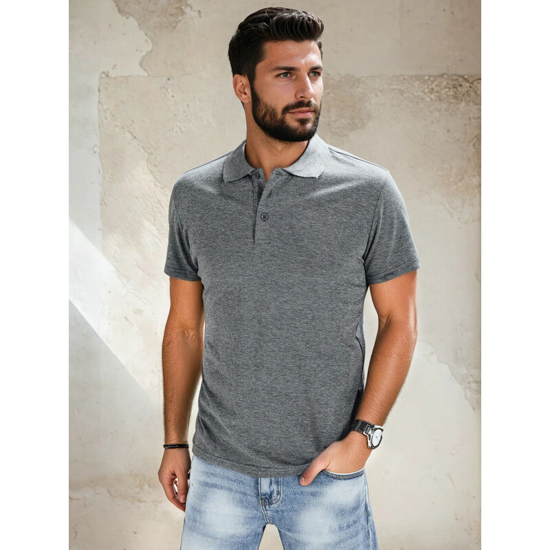 Pánská tmavě šedá bavlněná polokošile FashionStreet PX0509