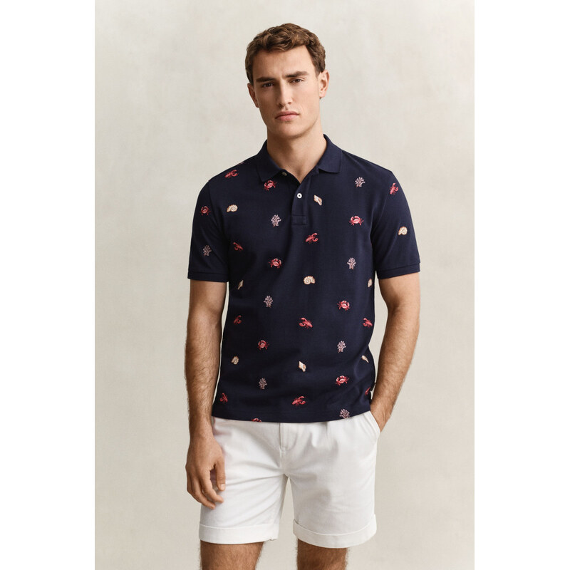 POLOKOŠILE GANT EMBROIDERED SS POLO EVENING BLUE