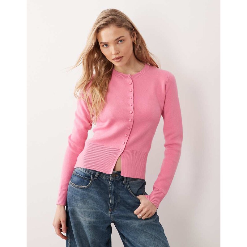 Threadbare crew neck cardigan in pink