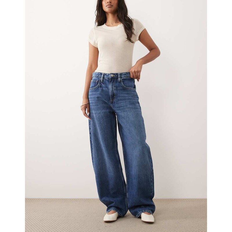 Mango Bet 100% cotton barrel jean in dark blue