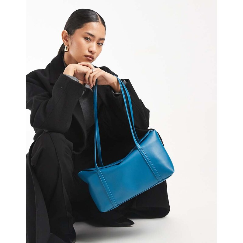 PASQ fold top shoulder bag in teal-Blue 113518686
