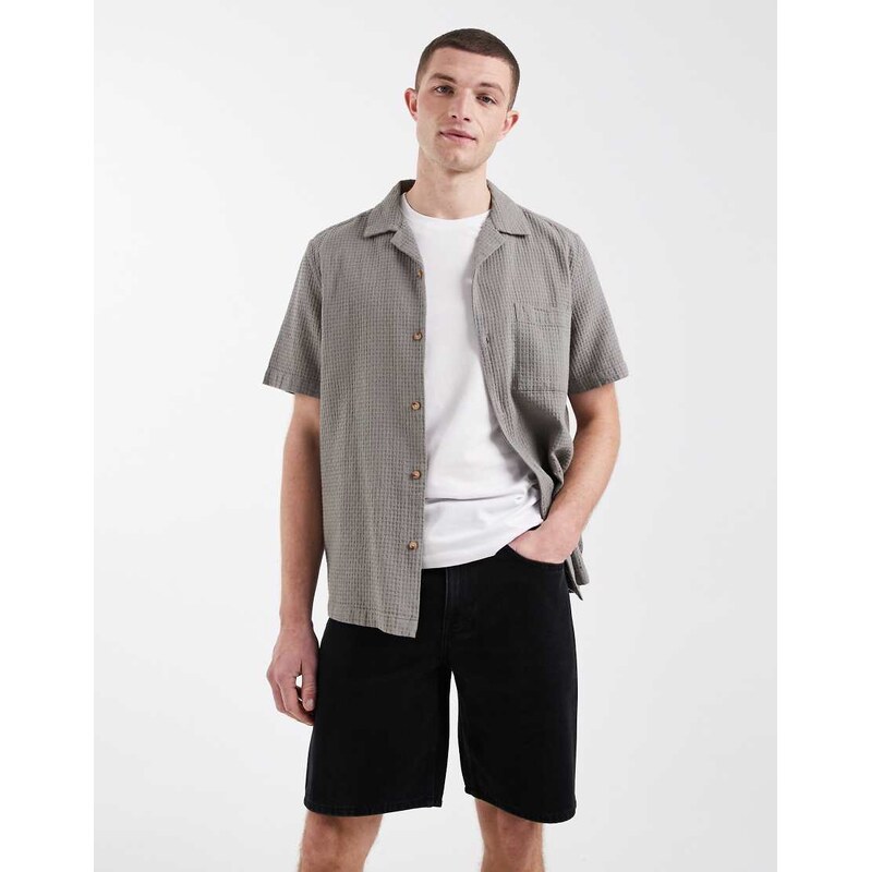 ONLY & SONS Edge straight fit denim shorts in washed black