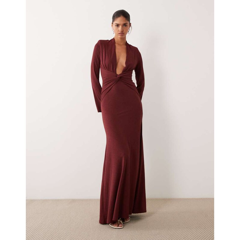 ASOS DESIGN second skin maxi dress with super plunge and twist