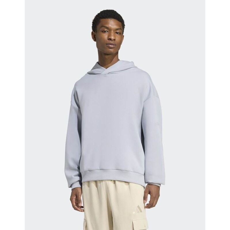 adidas performance Soft lux hoodie in halo silver