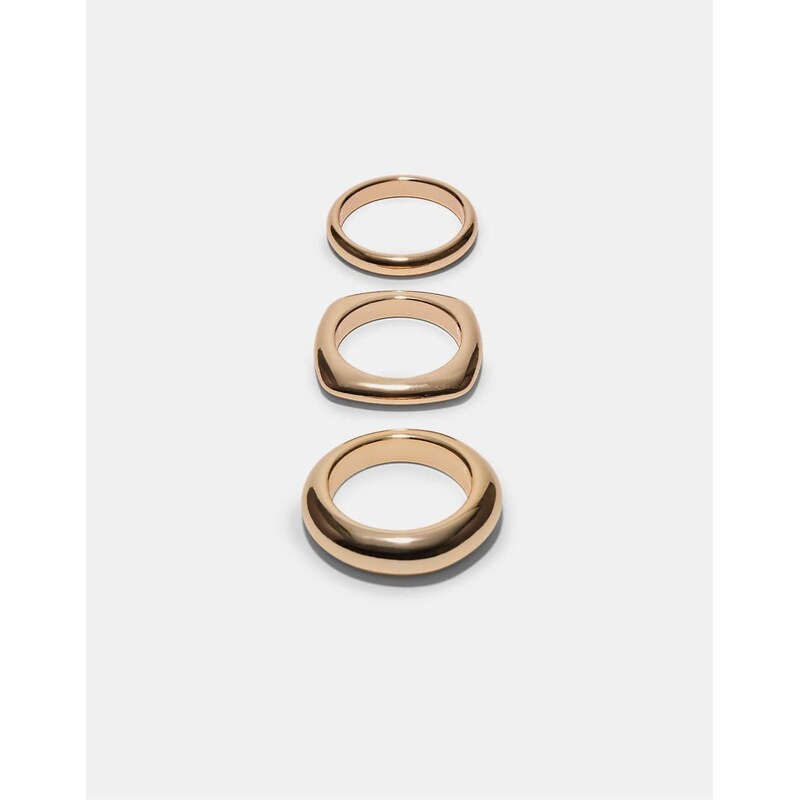 Stradivarius Set of 3 rigid bracelets in gold-Yellow