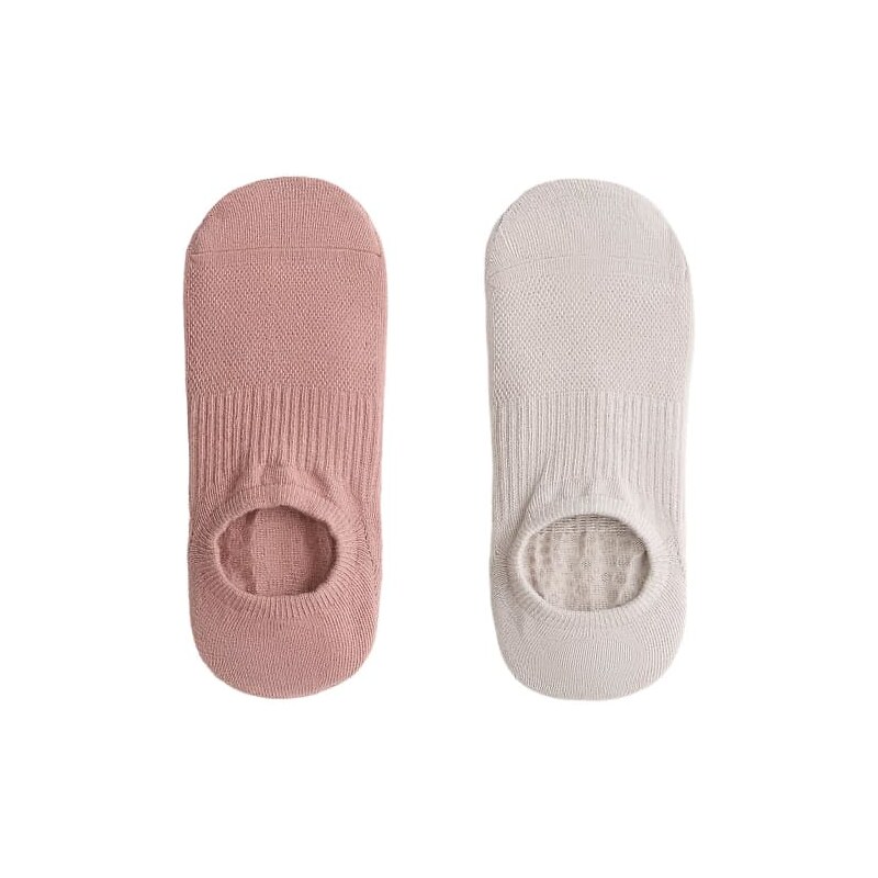 OYSHO 2 pairs of invisible cotton blend yoga and pilates socks in pale 113500349