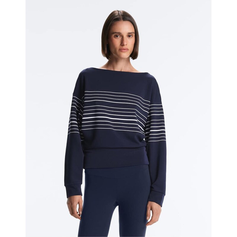 OYSHO Sailor stripe soft-touch sweatshirt with modal in navy 113500352