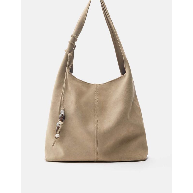Pull&Bear Embellished shopper bag in grey/camel-Multi