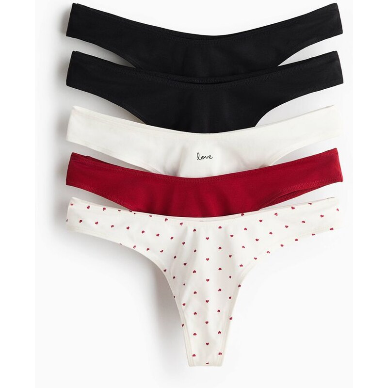 H&M - Bavlněné kalhotky thong 5 kusů - bílá 113501723
