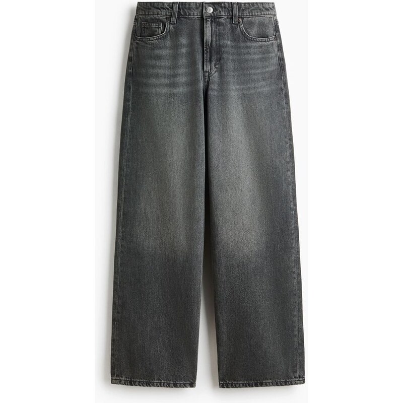 H&M - Baggy Regular Waist Jeans - Šedý Denim