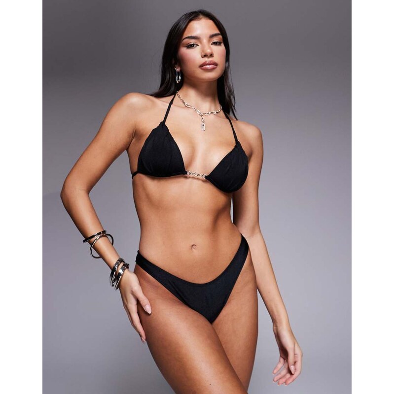 ASOS DESIGN Nicole padded triangle bikini top with 90s micro