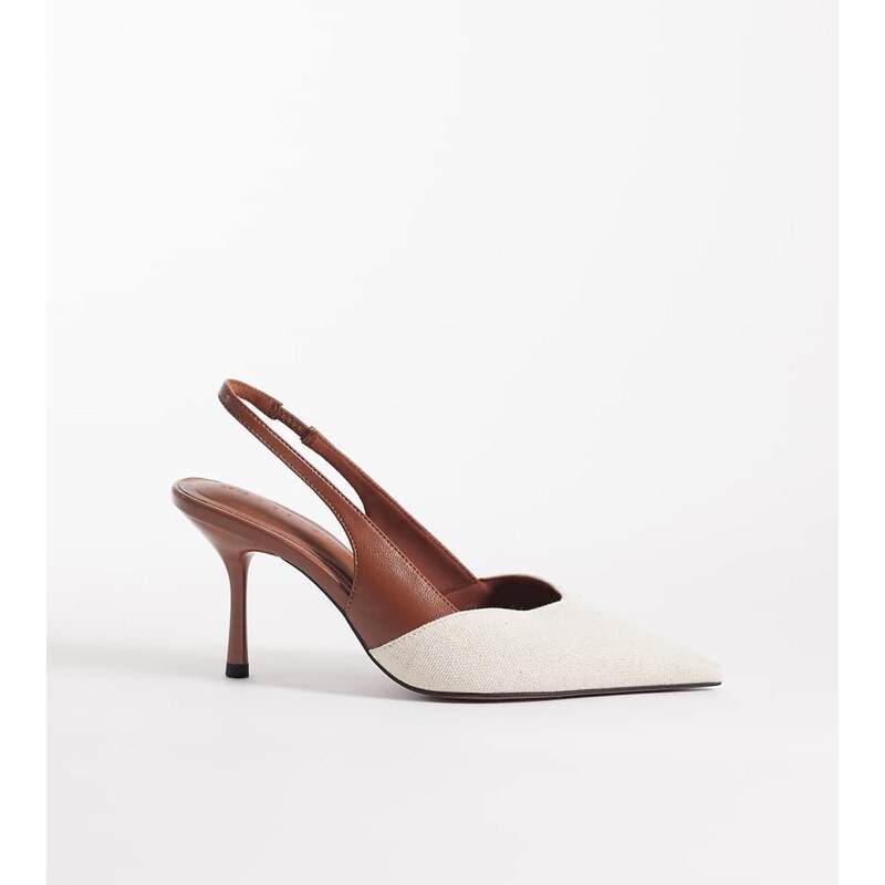 ASOS DESIGN Wide Fit Sabrina slingback stiletto heels in tan and