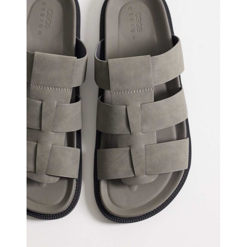 ASOS DESIGN classic strap sandals in charcoal-Grey