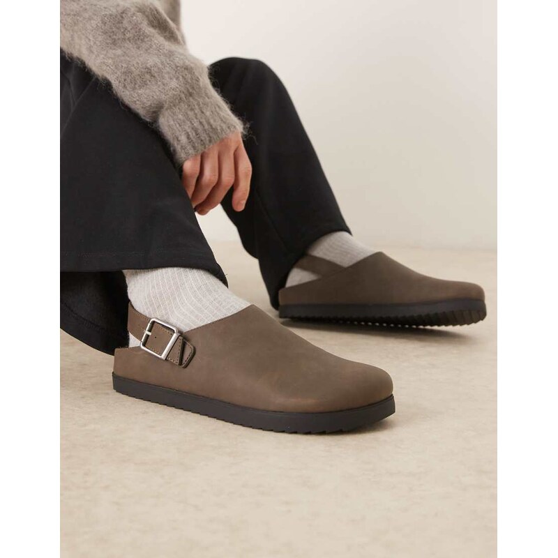 ASOS DESIGN mule sandal in brown with back strap