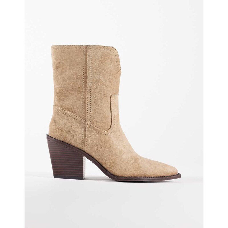 ASOS DESIGN Remone heeled western boots in taupe-Neutral