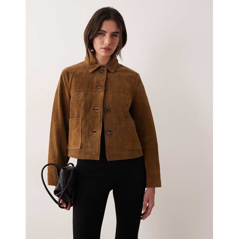 Mango 100% suede short jacket in brown 113501865