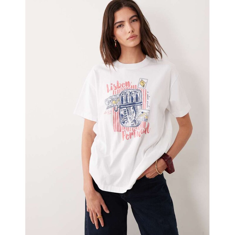 Abercrombie & Fitch oversized Lisbon graphic t-shirt in white