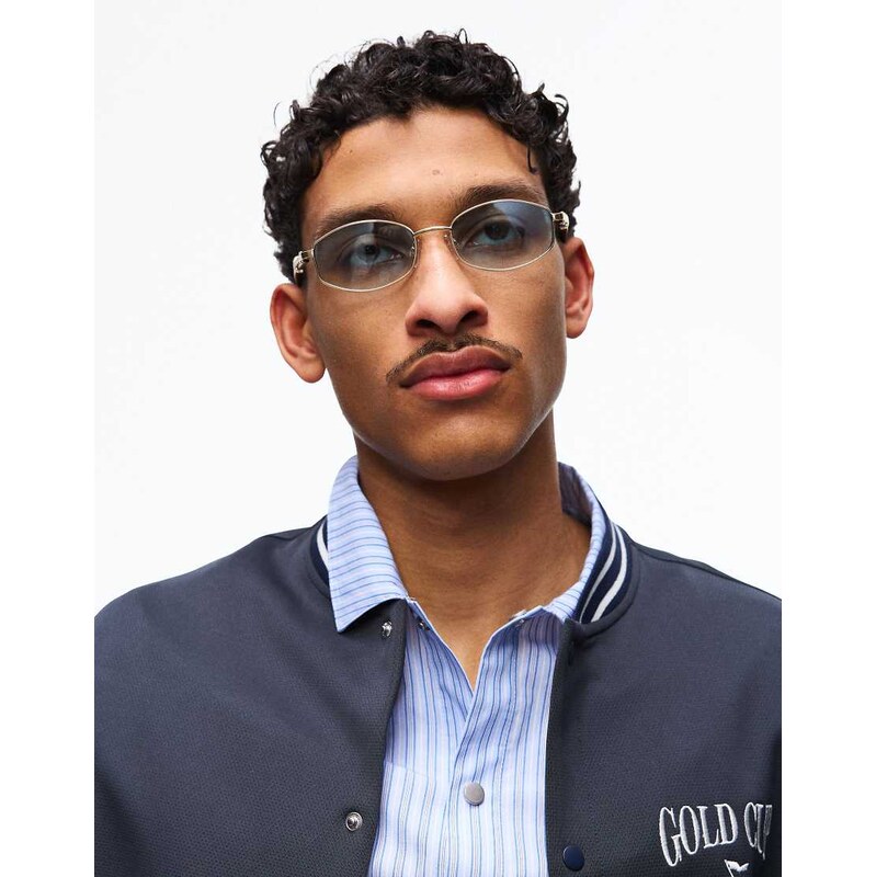 Bershka Wood effect temple sunglasses in light green