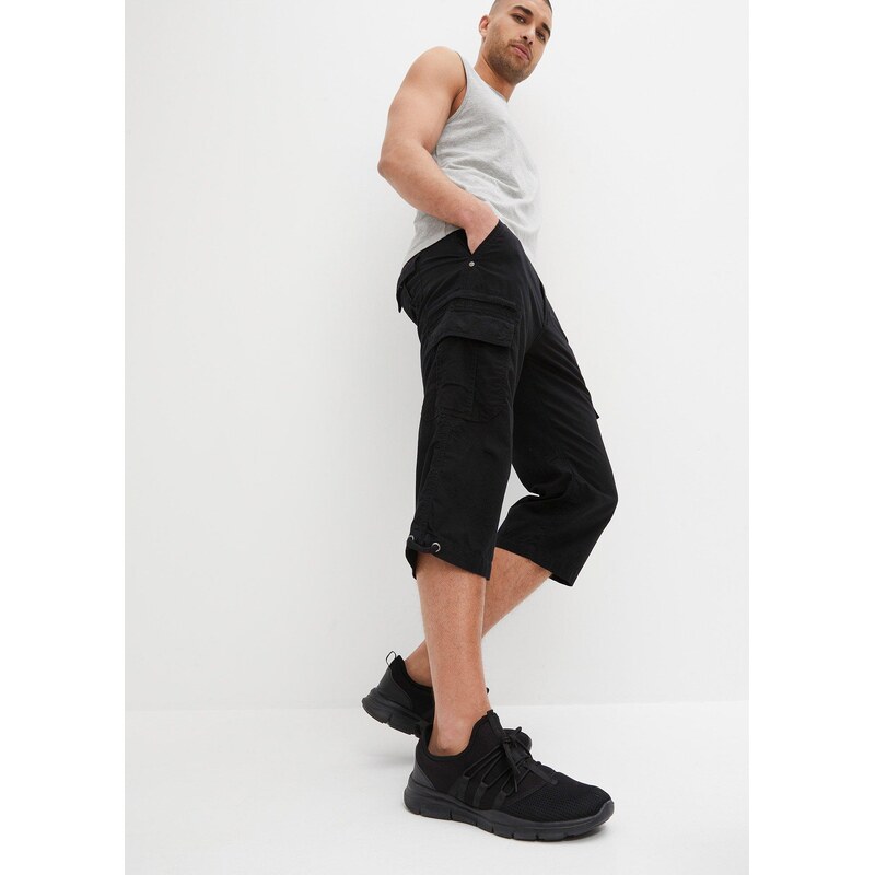 bonprix Dlouhé cargo bermudy, Regular Fit, z čisté bavlny šedá