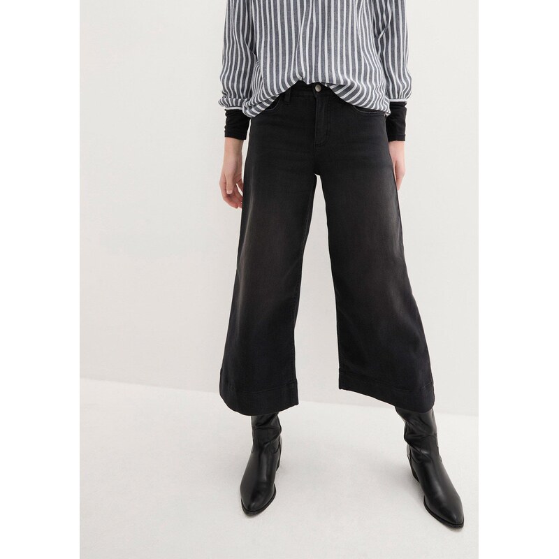 bonprix Ultra Soft džíny Culotte černá Žena