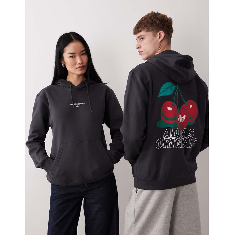 adidas Originals trefoil cherry hoodie in black