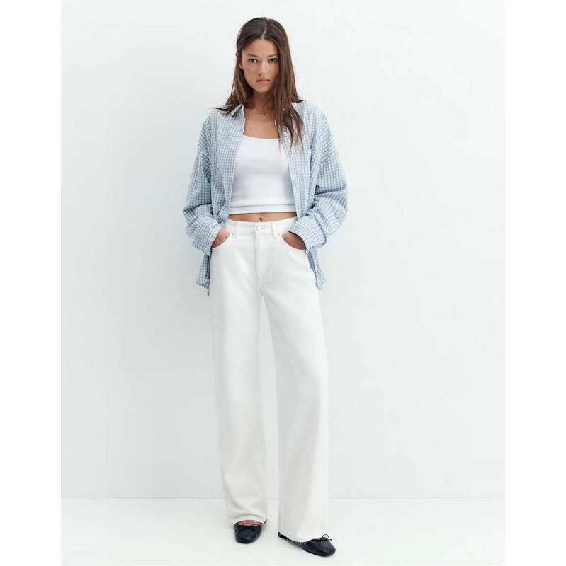 Pull&Bear Straight wide-leg jeans in white