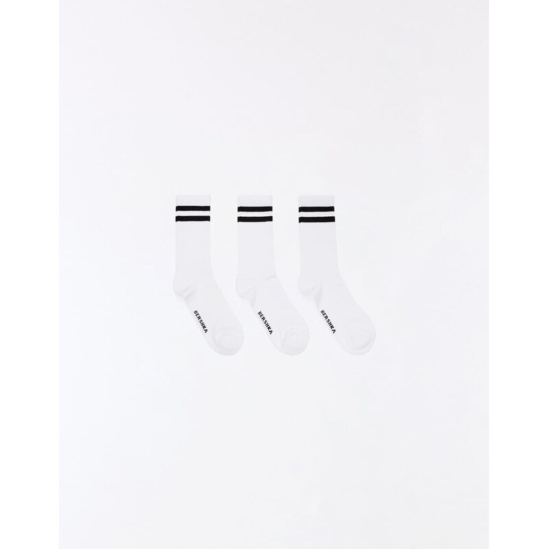 Bershka Pack of 3 sports socks in white