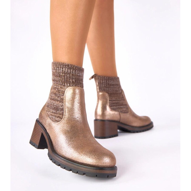 SWEET SHOES Boty na podpatku M-789 zlaté - Solea 113510274