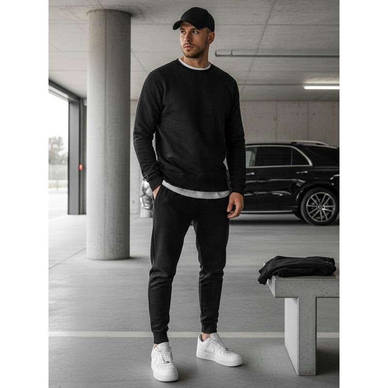 Pánská mikina bez kapuce černá model 21961988 - FashionStreet