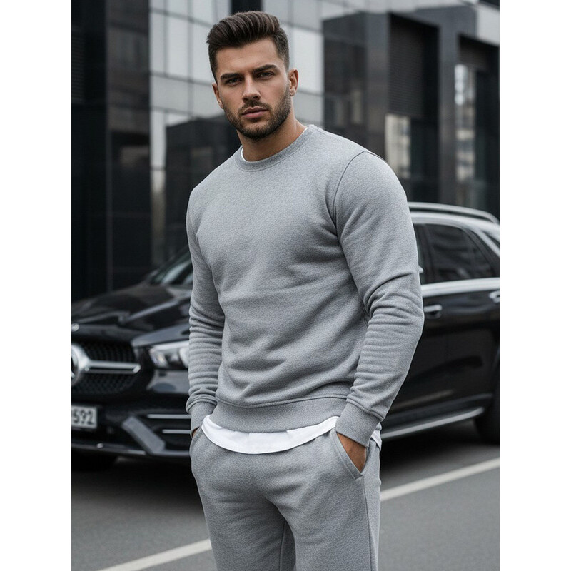FashionStreet Pánská hladká šedá mikina BX3354