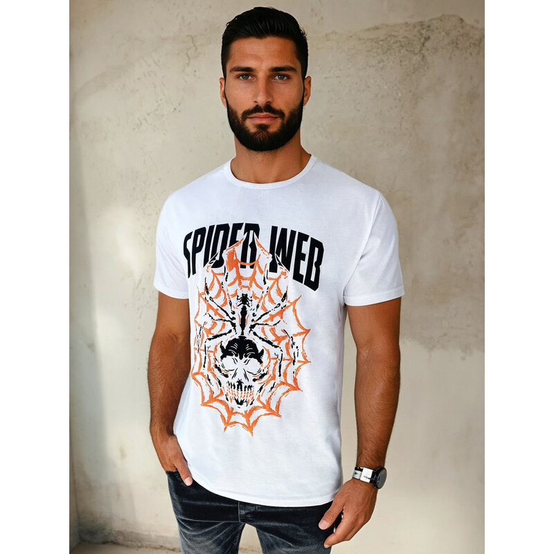 Pánské bavlněné bílé tričko s potiskem FashionStreet RX5263