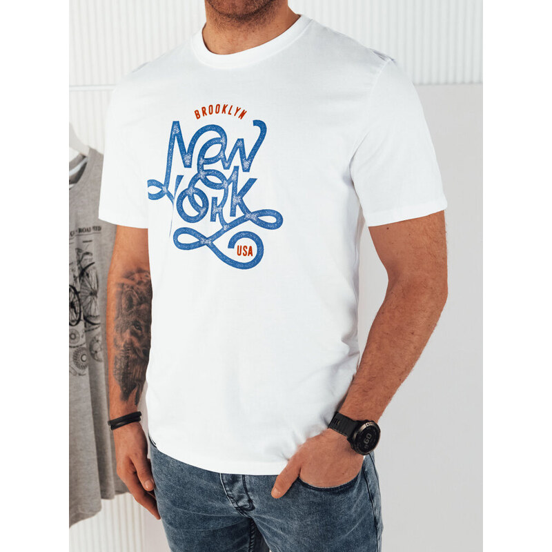 Pánské bavlněné tričko s potiskem bílé FashionStreet RX5369