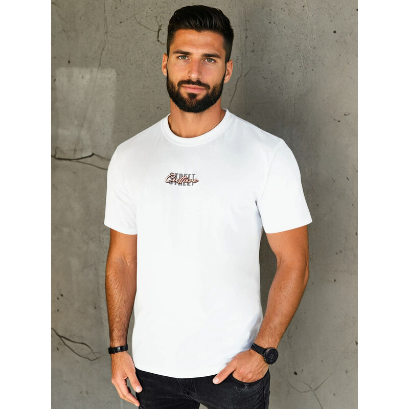Pánské bílé tričko s potiskem FashionStreet RX5421